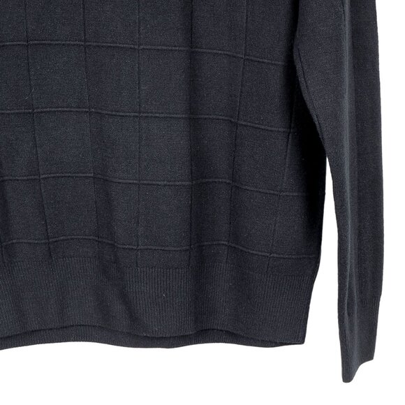 Geoffrey Beene Polo Sweater M Mens Black Long Sleeve Acrylic Buttons Collar - Picture 3 of 5